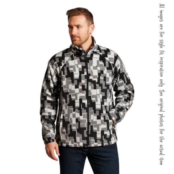 COLUMBIA Black, White & Gray Patterned Fleece Jacket, Size XL - Picture 10 of 10